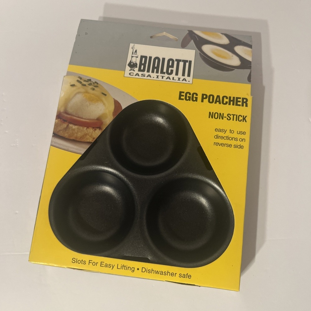 Bialetti Casa Italia Egg Poacher Non-Stick 3 Slots Dishwasher Safe 5831 Black
